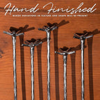 Piña Barware Swizzle Stick Stirrer - Stainless Steel with Handmade Wood-Grain Finish (Narrow Width, One Swizzle Stick)