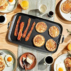 HexClad Hybrid Nonstick Double Burner Griddle, Stay-Cool Handles, Dishwasher-Friendly, Oven-Safe Up to 900°F, Induction Ready, Compatible with All Cooktops