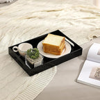 Glossy Black Sturdy Acrylic Serving Tray with Handles-10x15Inch-Serving Coffee,Appetizer,Breakfast,Butler-Kitchen Countertop Tray-Makeup Drawer Organizer-Vanity Table,Ottoman Tray-Decorative