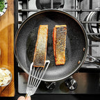 HexClad Hybrid Nonstick 10-Inch Frying Pan with Tempered Glass Lid, Stay-Cool Handle, Dishwasher-Friendly, Oven-Safe Up to 900°F, Induction Ready, Compatible with All Cooktops