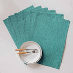 Home Brilliant Teal Placemats Set of 8 Heat Resistant Dining Table Place Mats for Kitchen Table Washable Cloth Placemat, 13 x 19 inches, Peacock
