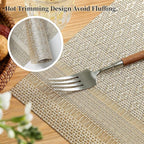 Leetaltree Stardust Yellow Placemats Set of 6 - Heat Resistant Non-Slip Place mats for Dining Table, Washable Durable PVC Vinyl Woven Table Mats（Stardust Yellow, 6）