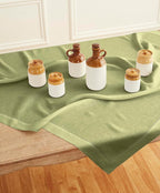 Solino Home Square Linen Tablecloth 52 x 52 Inch - 100% Pure Linen Moss Green Table Throw - Classic Hemstitch, Machine Washable Table Cloth for Summer, Fall, Autumn