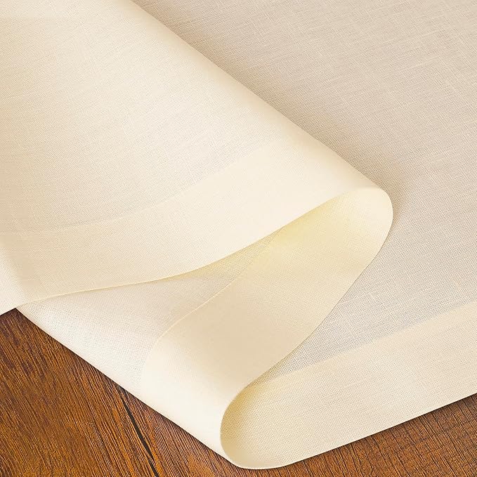 D'Moksha Homes Linen Vanilla Cream Table Runner 102 Inches Long - 100% Pure Linen Dining Table Runner 14 x 102 Inch for Summer, Fall and Halloween - Machine Washable