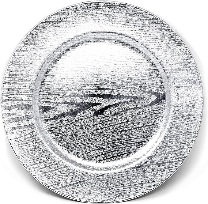 allgala 13-Inch 6-Pack Heavy Quality Round Charger Plates-Grain Silver-HD80302