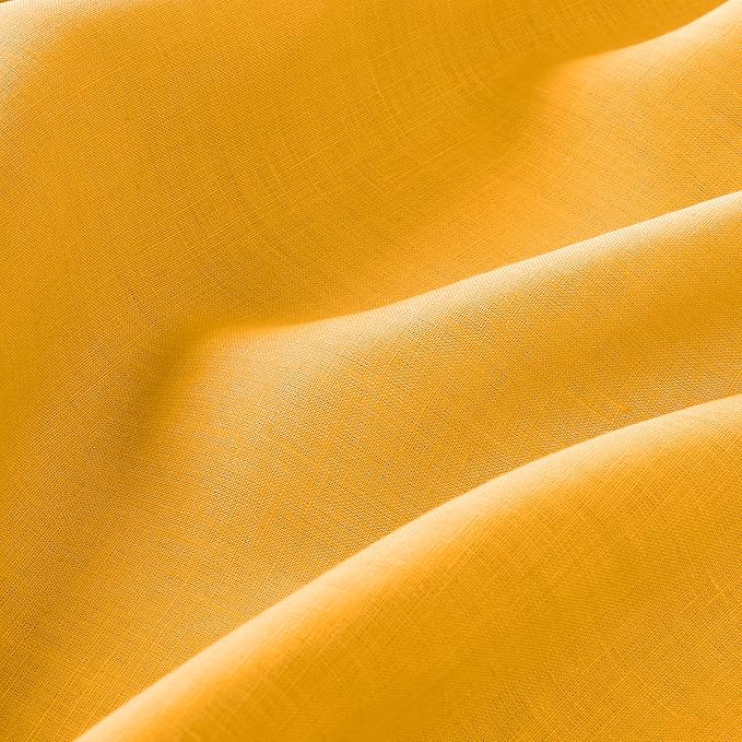 D'Moksha Homes Sunflower Yellow Linen Tablecloth for Rectangle Tables 60 x 132 Inch - 100% Pure Linen Yellow Table Cloth - Classic Hemstitch, Machine Washable Dining Tablecloth for Fall, Halloween