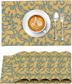 Ruvanti Placemats 100% Cotton 13x19 Inch, Dining Table Placemats Set of 6, Modern Place Mats for Dining Table Decor, Kitchen & Table Linens, Coffee Mat for Christmas Dinners - Vine Spirals