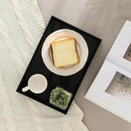 Glossy Black Sturdy Acrylic Serving Tray with Handles-12x20Inch-Serving Coffee,Appetizer,Breakfast,Butler-Kitchen Countertop Tray-Makeup Drawer Organizer-Vanity Table,Ottoman Tray-Decorative