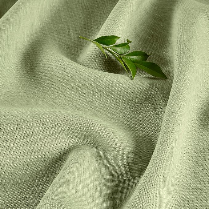 Solino Home Linen Cloth Tablecloth 52 x 52 Inch - 100% Pure Linen Chambray Olive Square Tablecloth - Athena, Machine Washable Table Throw for Summer, Fall, Autumn