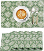 Ruvanti Placemats 100% Cotton 13x19 Inch, Dining Table Placemats Set of 6, Modern Place Mats for Dining Table Decor, Kitchen & Table Linens, Coffee Mat for Christmas Dinners - Grass Green