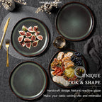 HaWare Stoneware Dinner Plates Set of 6, 10" Heavy Duty Ceramic Plates, Reactive Glaze Dinnerware for Home Restaurant, Chip and Scratch Resistant, Microwave and Dishwasher Safe, Reactive Moss Green