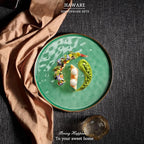 HaWare Stoneware Dinner Plates Set of 6, 10" Heavy Duty Ceramic Plate, Reactive Glaze Ripple Dinnerware for Home Restaurant, Chip and Scratch Resistant, Microwave and Dishwasher Safe, Reactive Green