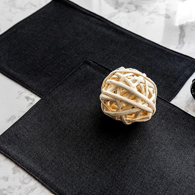 Home Brilliant Black Placemats Set of 8 Heat Resistant Halloween Table Mats Cloth Dining Spring Table Place Mats Kitchen Washable Placemat, Black
