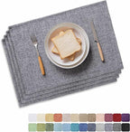 Home Brilliant Linen Placemats Set of 4 Heat Resistant Washable Placemats for Parties Buffet Dinner, 13 x 19 inches, Ash Grey