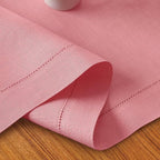 D'Moksha Homes Linen Dusty Pink Table Runner 72 Inches Long - 100% Pure Linen Hemstitch Table Runner 14 x 72 Inch for Dresser, Dining, Summer, Fall and Halloween - Classic Hemstitch