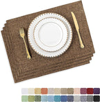 Home Brilliant Cloth Placemats Set of 4 Heat Resistant Dining Table Place Mats Linen Kitchen Table Mats, Brown
