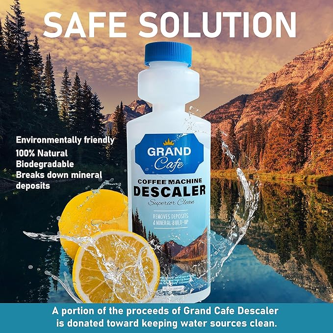 Grand Cafe – Universal descaling solution - Perfect Measure Bottle (20 oz, 5 uses per bottle) for Keurig, Nespresso, Delonghi and All Single Use Coffee Pot and Espresso Machines