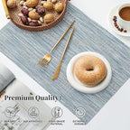 Leetaltree Jacquard Blue Placemats Set of 8 - Heat Resistant Non-Slip Place mats for Dining Table, Washable Durable PVC Vinyl Woven Table Mats(Jacquard Blue, 8)