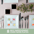 [8 x 4 Pack 8" x 8" White Square Melamine Plates, Unbreakable Elegant Dinnerware Set