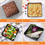 Herogo 8 x 8 Baking Pan Set of 2, Non-Stick Square Cake Pan for Oven, Stainless Steel Black Lasagna Brownies Casseroles Cakes Bakeware, Dishwasher Safe