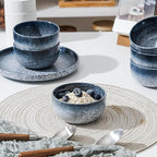 S&Q'S CERAMICS Ceramic Small Bowls for Kitchen, Set of 6, 9 ounce Ice Cream Bowls, Soup, Dipping, Side Dishes, Condiments, Snack, Prep, Microwave and Dishwasher Safe (Dark Blue)