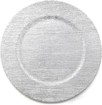 allgala 13-Inch 6-Pack Heavy Quality Round Charger Plates-Texture Silver-HD80356