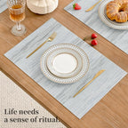 Leetaltree LightSteel Blue Placemats Set of 8 - Heat Resistant Non-Slip Place mats for Dining Table, Washable Durable PVC Vinyl Woven Table Mats（LightSteel Blue, 8）